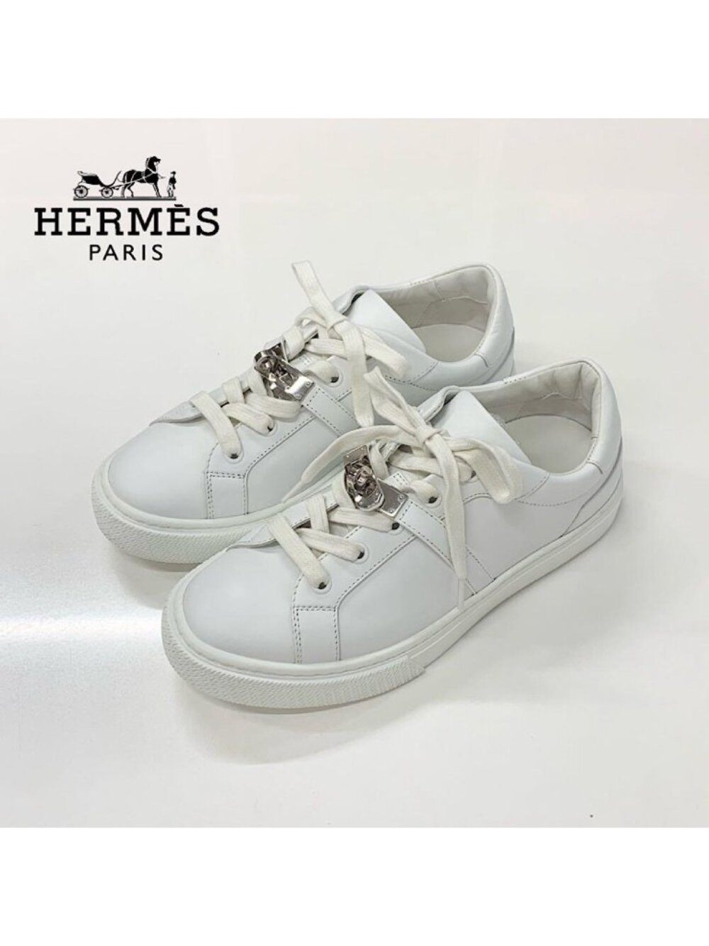 Hermes Day Kelly Leather Sneakers White
